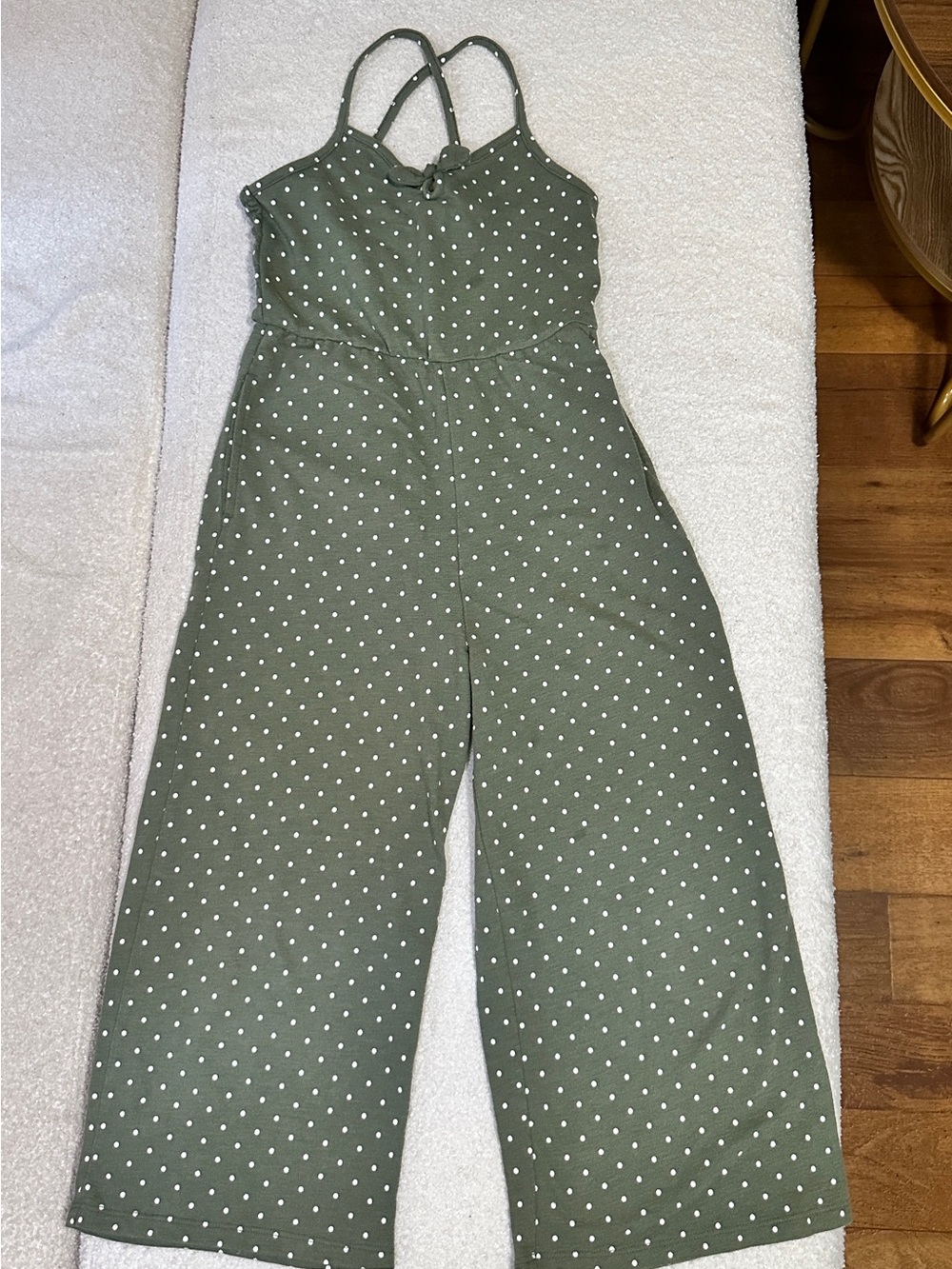 Old Navy Olive Green Polka Dot Wide-Leg Jumpsuit